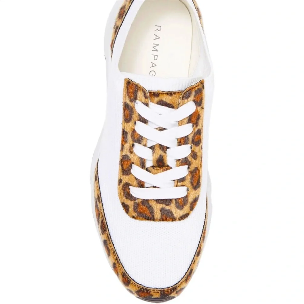White Glitter Leopard Animal Print Flat Retro Fashion Sock Sneakers